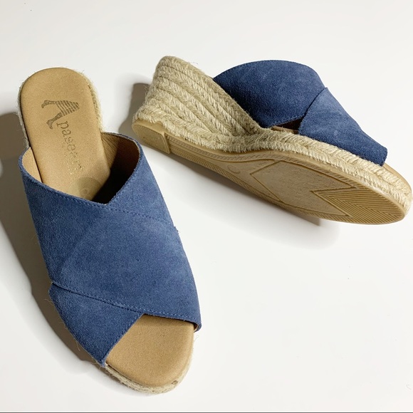Paseart Shoes - Paseart NEW blue suede leather espadrilles wedges